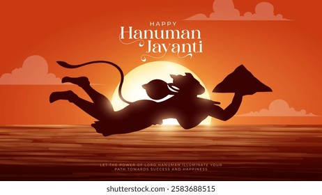 Happy Hanuman Jayanti Greeting, God Hanuman Background Design. A Hindu festival celebrated of lord hanuman birthday.  
