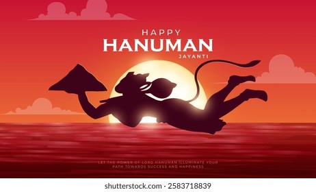 Happy Hanuman Jayanti Greeting, God Hanuman Background Design. A Hindu festival celebrated of lord hanuman birthday.  
