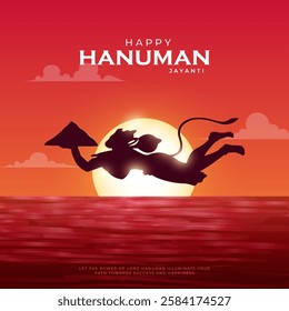 Happy Hanuman Jayanti Greeting, God Hanuman Background Design. A Hindu festival celebrated of lord hanuman birthday.  
