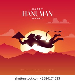 Happy Hanuman Jayanti Greeting, God Hanuman Background Design. A Hindu festival celebrated of lord hanuman birthday.  
