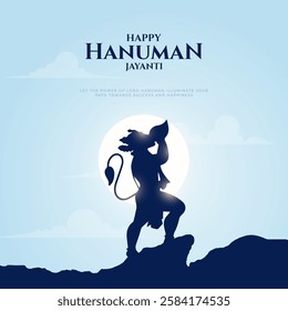 Happy Hanuman Jayanti Greeting, God Hanuman Background Design. A Hindu festival celebrated of lord hanuman birthday.  
