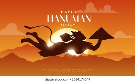 Happy Hanuman Jayanti Greeting, God Hanuman Background Design. A Hindu festival celebrated of lord hanuman birthday.  
