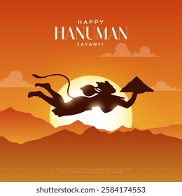 Happy Hanuman Jayanti Greeting, God Hanuman Background Design. A Hindu festival celebrated of lord hanuman birthday.  
