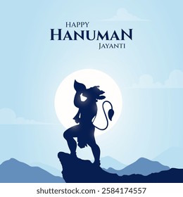 Happy Hanuman Jayanti Greeting, God Hanuman Background Design. A Hindu festival celebrated of lord hanuman birthday.  
