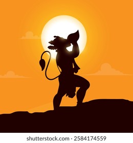 Happy Hanuman Jayanti Greeting, God Hanuman Background Design. A Hindu festival celebrated of lord hanuman birthday.  
