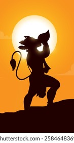 Happy Hanuman Jayanti Greeting, God Hanuman Background Design. A Hindu festival celebrated of lord hanuman birthday.  
