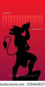 Happy Hanuman Jayanti Greeting, God Hanuman Background Design. A Hindu festival celebrated of lord hanuman birthday.  
