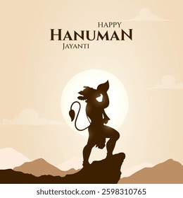 Happy Hanuman Jayanti Hindi Greeting, God Hanuman Background Design. A Hindu festival celebrated of lord hanuman birthday. 