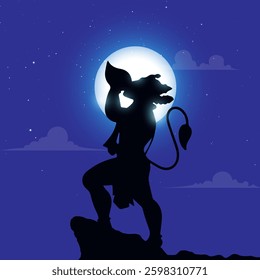 Happy Hanuman Jayanti Hindi Greeting, God Hanuman Background Design. A Hindu festival celebrated of lord hanuman birthday. 