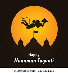 Happy Hanuman Jayanti Indian Hindu Festival Celebration Vector Design