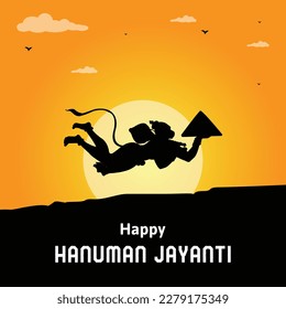 Happy Hanuman Jayanti Indian Hindu Festival Celebration Vector Design