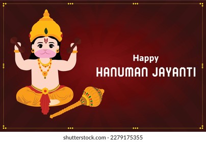 Feliz Hanuman Jayanti Hindu Festival Hindú de Celebración Diseño de Vectores