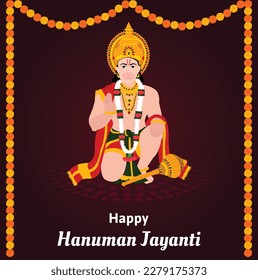 Happy Hanuman Jayanti Indian Hindu Festival Celebration Vector Design