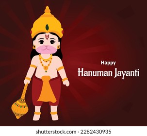 Happy Hanuman Jayanti Indian Hindu Festival Celebration Vector Design