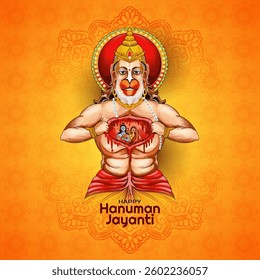 Happy Hanuman jayanti Indian historical festival sacred background vector