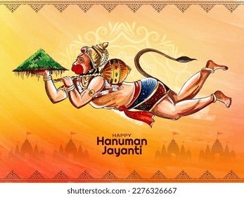 Happy Hanuman Jayanti Indian religious festival background vector