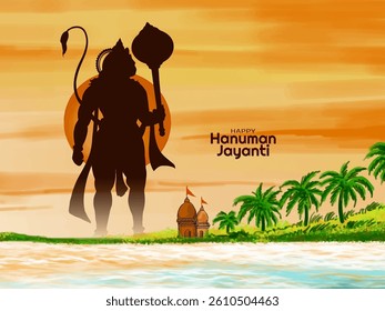 Happy Hanuman Jayanti Indian traditional festival card design vector