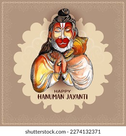 Happy Hanuman Jayanti traditional Hindu festival card vector