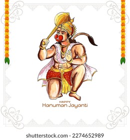 Happy Hanuman Jayanti traditional Hindu festival card vector