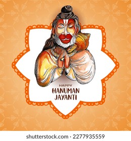 Happy Hanuman Jayanti traditional Hindu festival card vector