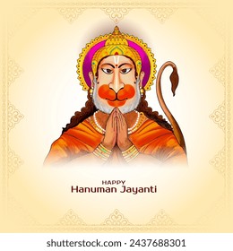 Happy Hanuman jayanti traditional Indian festival mythological background vector