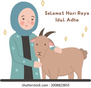 Happy Hari Raya Idul Half Eid Mubarak Style Goat Hand Illustration