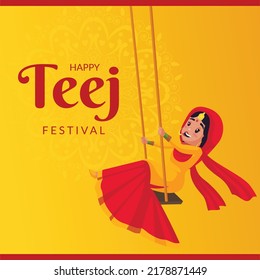 Happy Hartalika Teej Indian Festival Banner Design Template. 