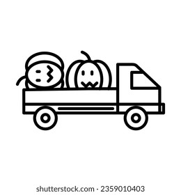 
Happy Harvest autumn truck Vector File Outline style isolated white background, Halloween vector.
