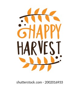 Happy harvest- autumnal design template with leaves. 