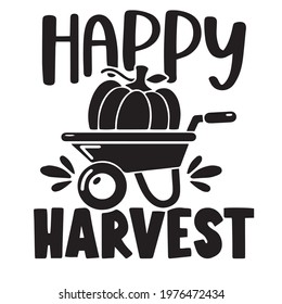 happy harvest logo , typography quote, lettering design