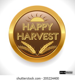 happy harvest, thanks giving badge- vector eps10
