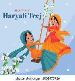 Happy Haryali teej festival banner design template.
