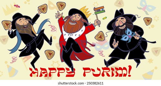 Fröhlicher Heuschrecken tanzt und Freude Purim