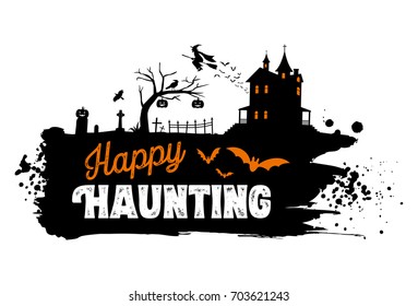 Happy Haunting Text Banner, Vector