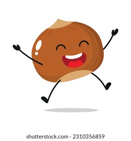 Happy Hazelnut Jump In The Air With Hand