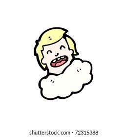 caricatura de cabeza feliz en la nube