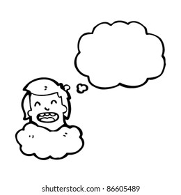 happy head in clouds man cartoon