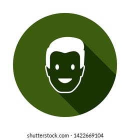 Happy head of man icon.