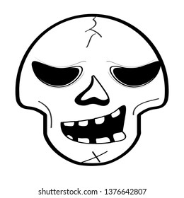 Happy head skull cartoon. Vector illustration design