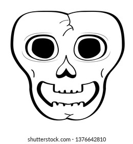 Happy head skull cartoon. Vector illustration design