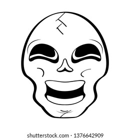 Happy head skull cartoon. Vector illustration design