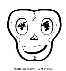 Happy head skull cartoon. Vector illustration design