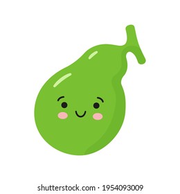 Happy healthy gallbladder. Vector isolated illustration on white background.