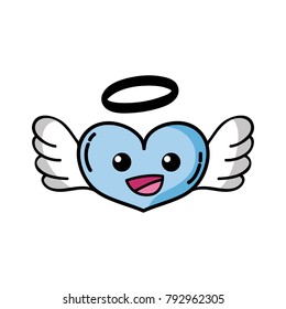 happy heart angel kawaii cartoon