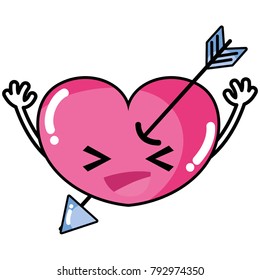 happy heart with arrow kawaii and arms