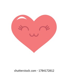 happy heart icon over white background, flat style, vector illustration