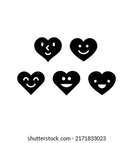 Happy Heart Icon Set Vector Symbol Design Illustration