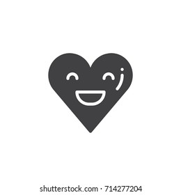 Happy heart icon vector, filled flat sign, solid pictogram isolated on white. Charity symbol, logo illustration