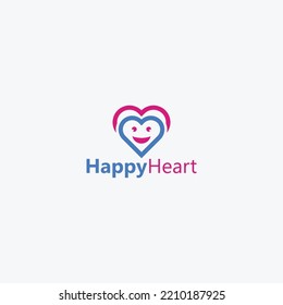 happy heart logo icon vector isolated