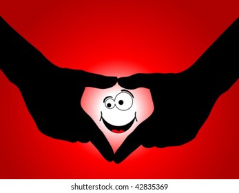 happy heart made of hands